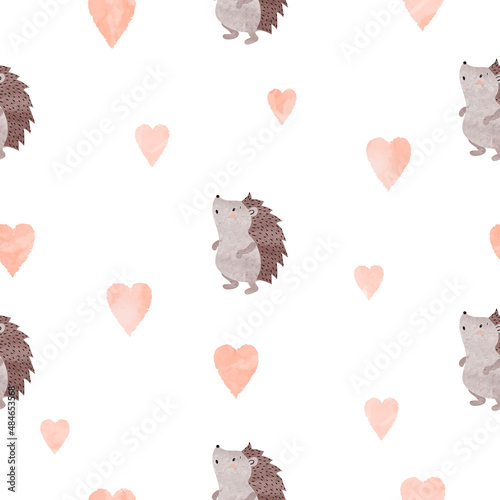 Hedgehogs and hearts seamle...