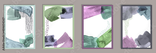 Hand drawn minimalist postcards vector