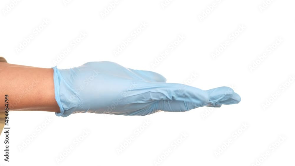 man doctor wears medical gloves isolated on white man doctor wears medical gloves isolated on white