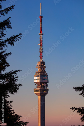 Mountain Avala communication tower, symbol of Belgrade, Serbia. photo