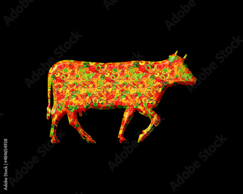 Cow Animal Emblem Sign, Jellybeans Yummy sweets Colorful jelly Icon Logo Symbol illustration
