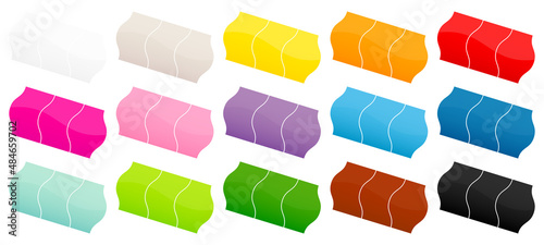 Set Fünfzehn Geteilte Diagonale Preisaufkleber Bunt