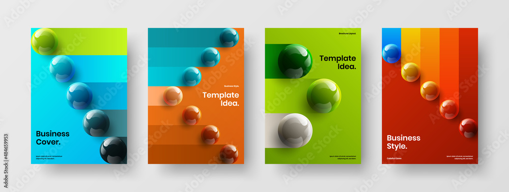 Fresh 3D balls corporate cover concept set. Creative company identity design vector illustration composition.