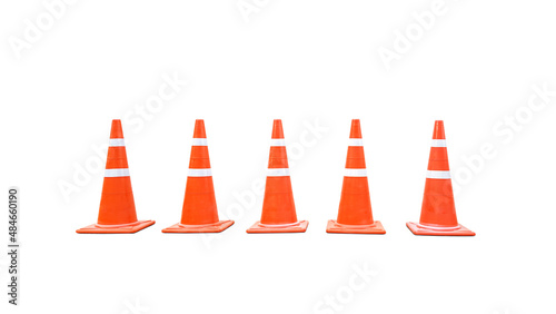 Orange obstacle cone image isolated on white background.