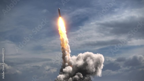 Ballistic missile launch from submarine photo