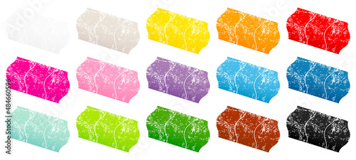 Set Fünfzehn Geteilte Diagonale Preisaufkleber Kratzer Bunt