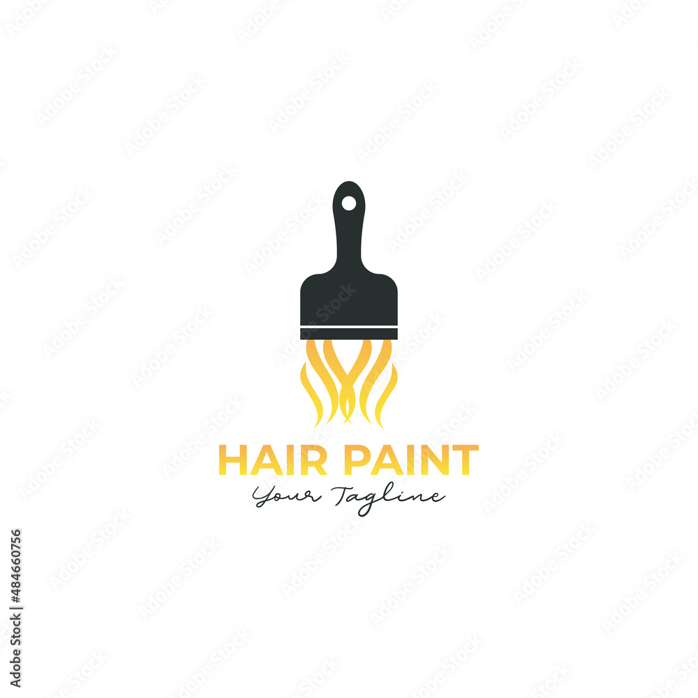 Paint brush with hair salon vector logo design Paint brush with hair salon vector logo design