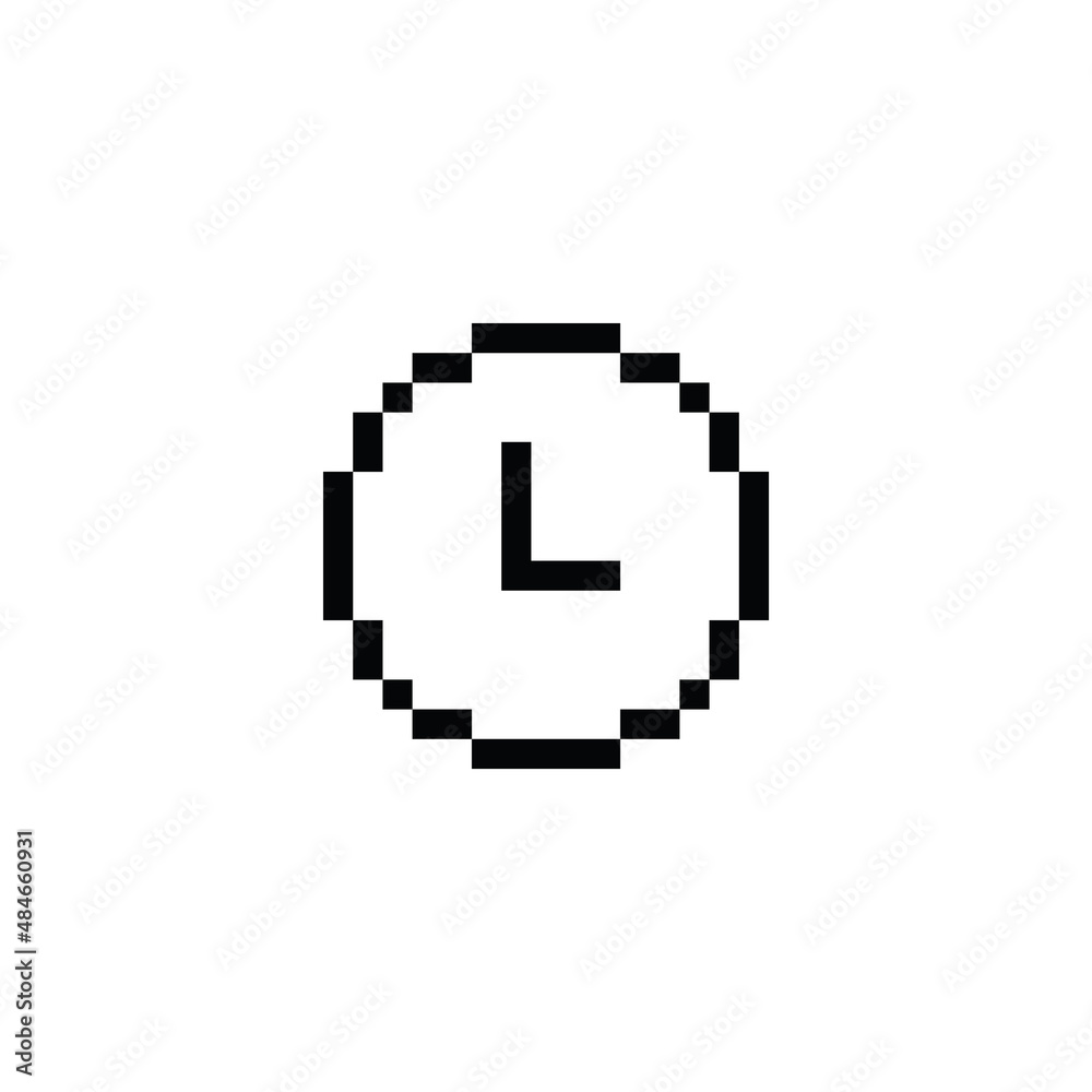 pixel clock icon vector pixel art element for 8 bit game Stock Vector
