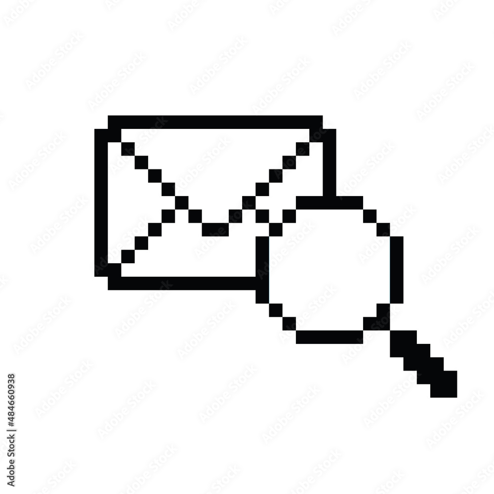 Fototapeta premium search pixel icon mail icon 