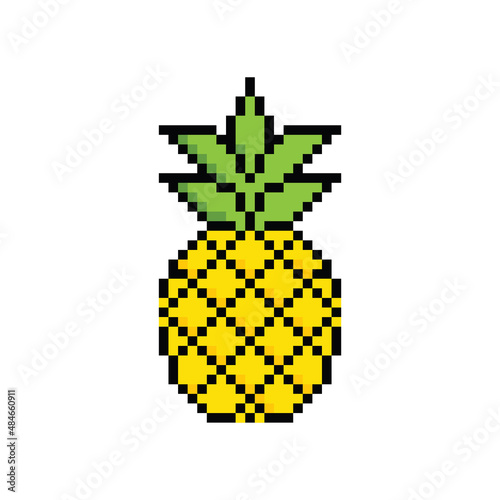 pixel pineapple icon vector pixel art element for 8 bit game