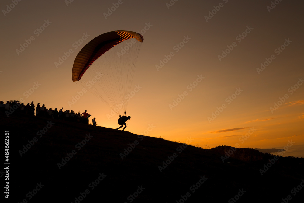 Paragliding at sunset Paragliding at sunset