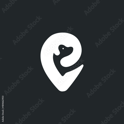 dog and map logo template for pet resque 