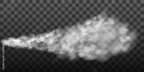 White fog texture isolated on transparent background. Steam special effect. Realistic vector fire smoke or mist	