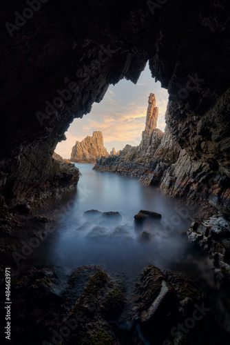 Photograph of the Sirens reef from a cave, Almería.