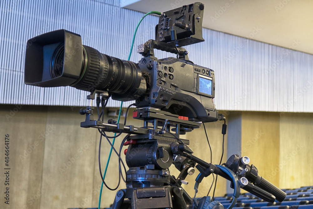 television camera in the concert hall, before the concert