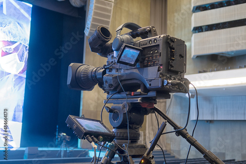 television camera in the concert hall, before the concert