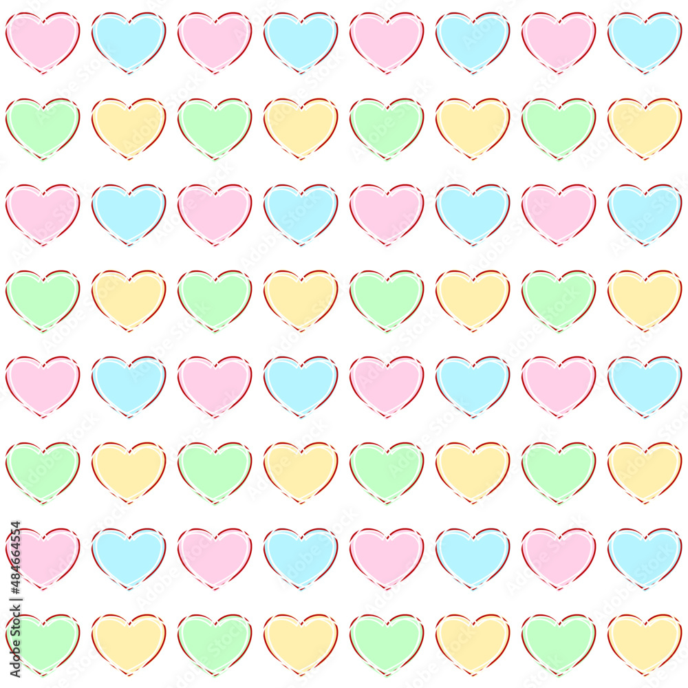 Vector seamless love symbol pattern, with stylish hearts