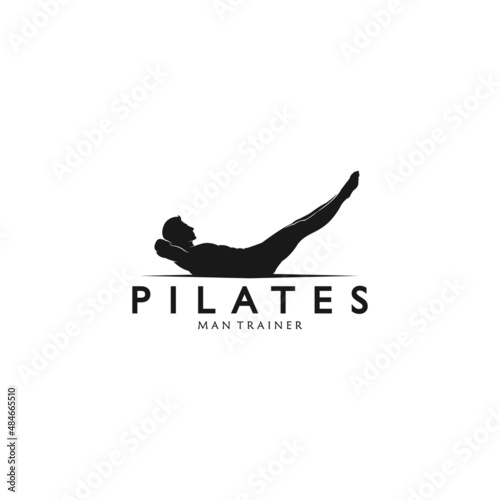 Trainer Pilates Man Silhouette creative vector logo design