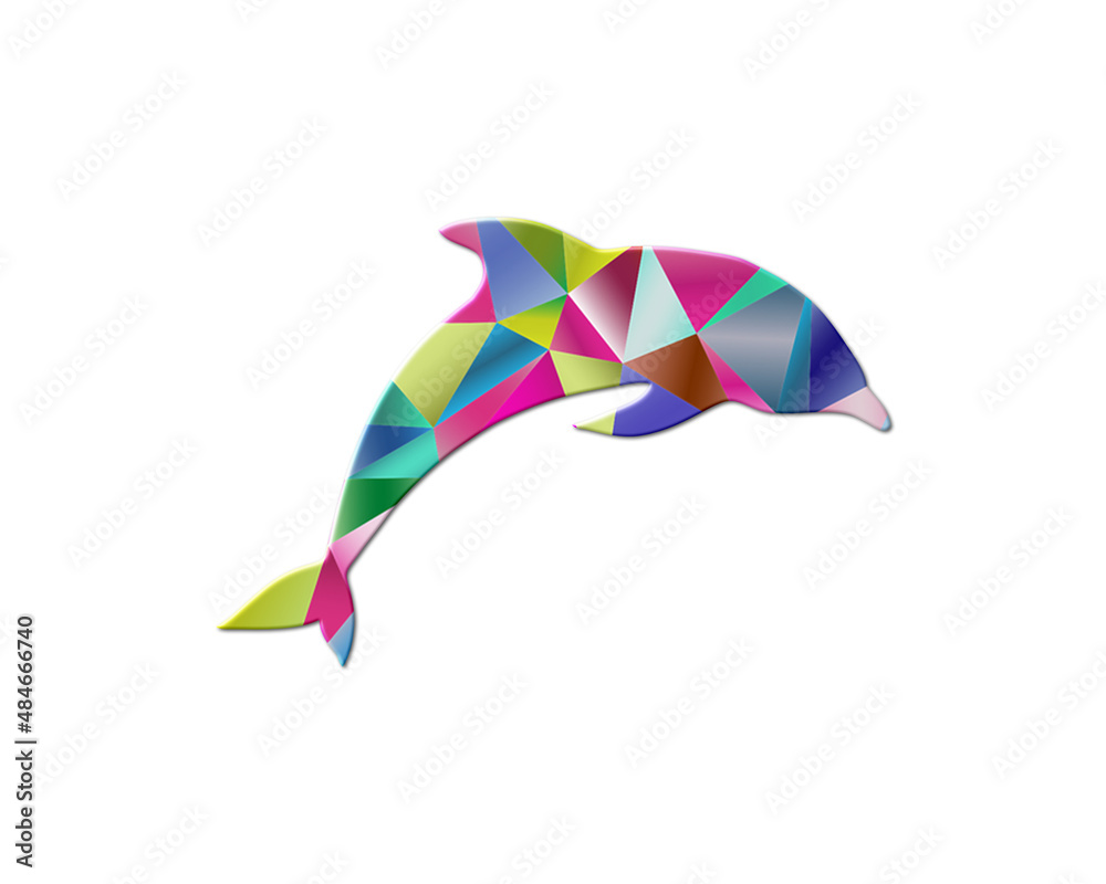 Dolphin Fish Low Poly Multicolored Retro illustration