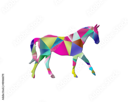 Horse Animal Low Poly Multicolored Retro illustration