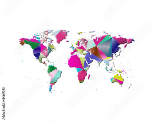 World Map Earth Low Poly Multicolored Retro illustration
