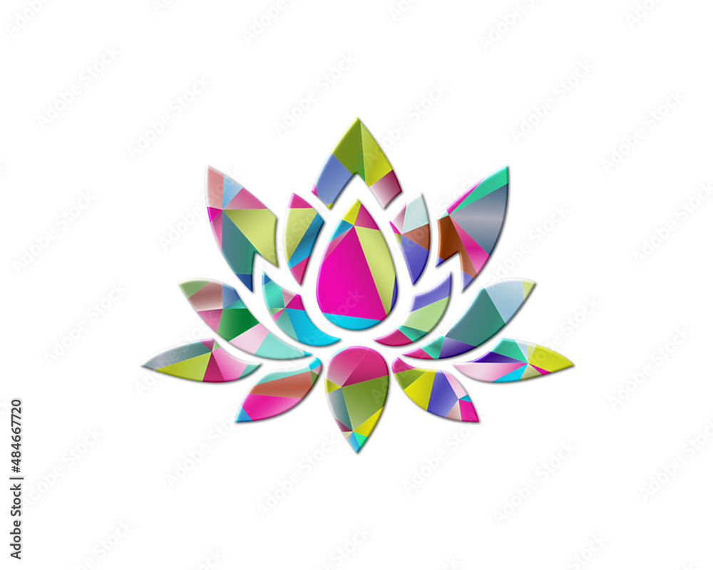 Mandala lotus flower Low Poly Multicolored Retro illustration