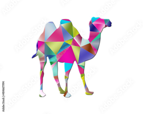 Camel dromedary Low Poly Multicolored Retro illustration