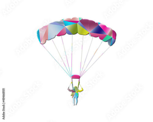 Parachute Skydiving Low Poly Multicolored Retro illustration