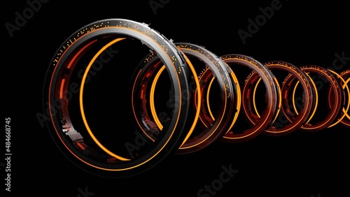abstract background of Sci Fi Modern Futuristic warp teleporter tube path, 3D illustration rendering