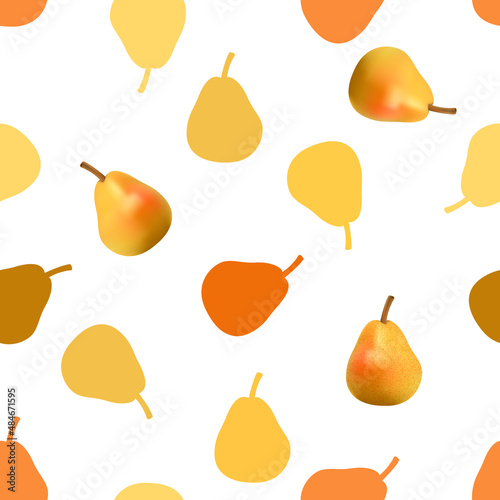 Seamless pattern, pears on a white background. A beautiful background for your design, wallpapers, fabrics, textiles and more.