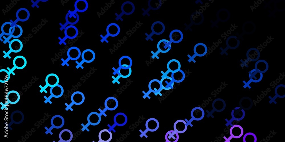 Dark Pink, Blue vector pattern with feminism elements.