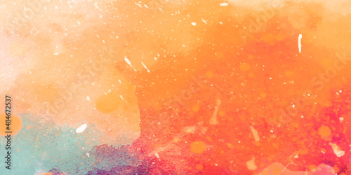 abstract watercolor powder burst effect vector background. Abstract colourful watercolour background in shades of orange blue and red. . Brush watercolour orange stroke color spot blotch and splash. 