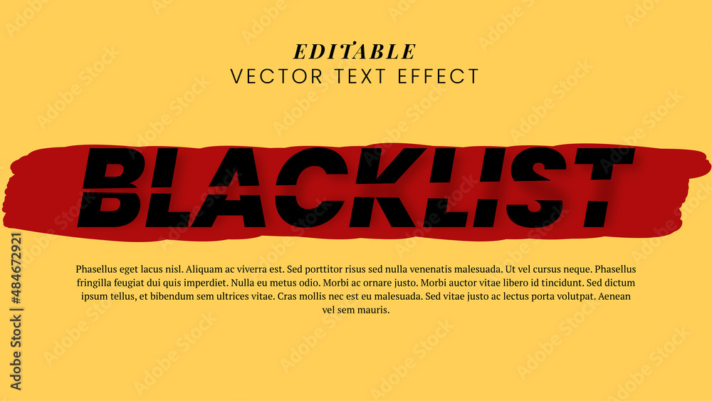 blacklist Text effect with grunge style