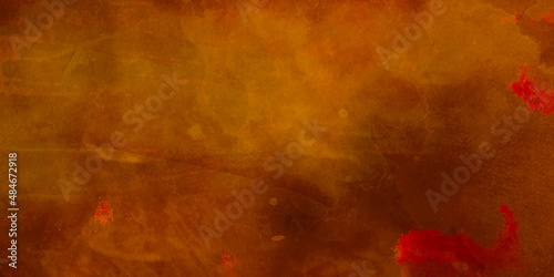 Red and yellow background with orange background. Abstract wet orange background. Abstract art background. Painting on canvas. Color texture. Fragment of artwork.