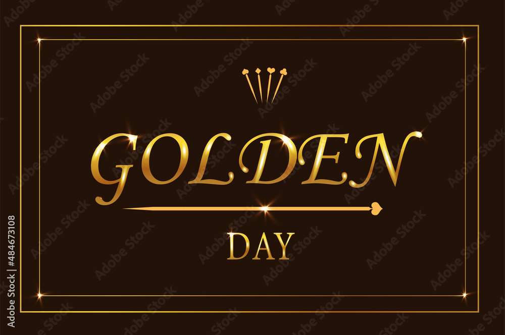 Illustration with gold text and playing card elements