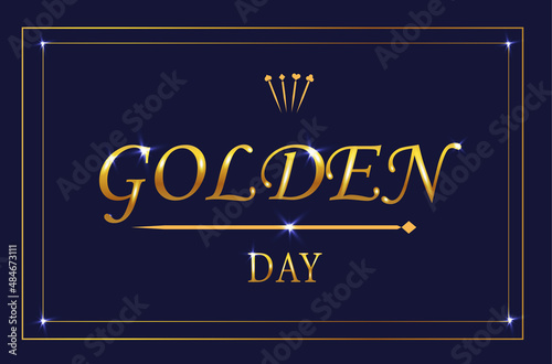 Illustration with gold text and playing card elements