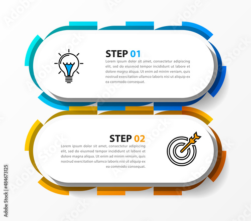 Infographic template with icons and 2 options or steps. Gear