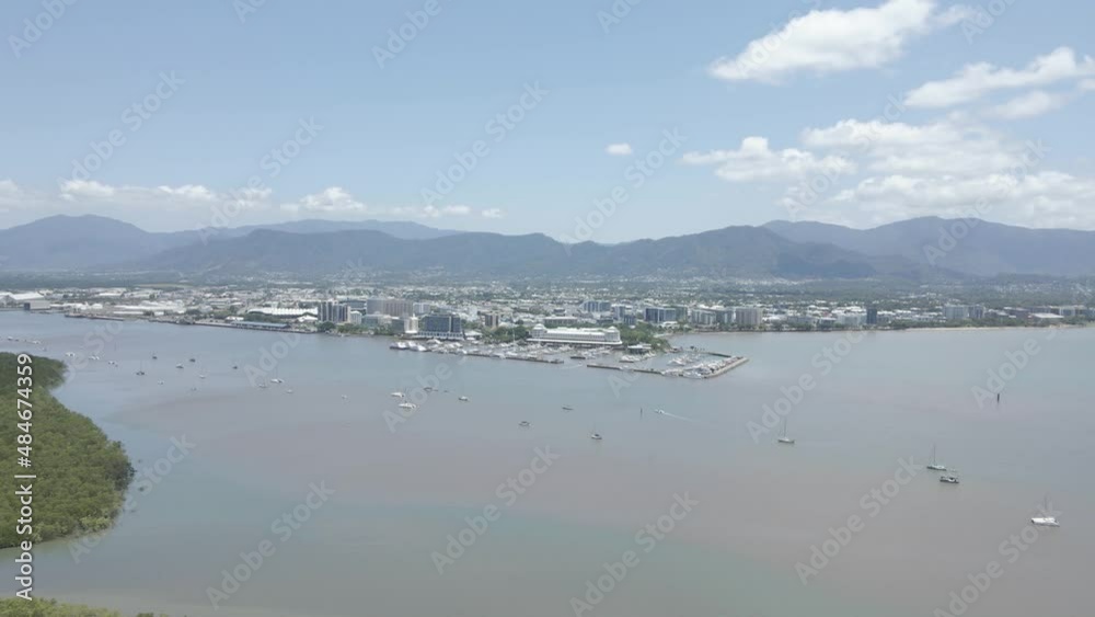 Aerial View Of Chinaman Creek, Cairns Marina, And City At Daytime - Gateway To Australia's Great Barrier Reef. Aerial View Of Chinaman Creek, Cairns Marina, And City At Daytime - Gateway To Australia's Great Barrier Reef.