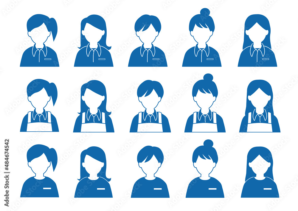 作業着 作業服 エプロン ポロシャツ 女性 アイコン ベクター Ai Jpeg Stock Vector Adobe Stock
