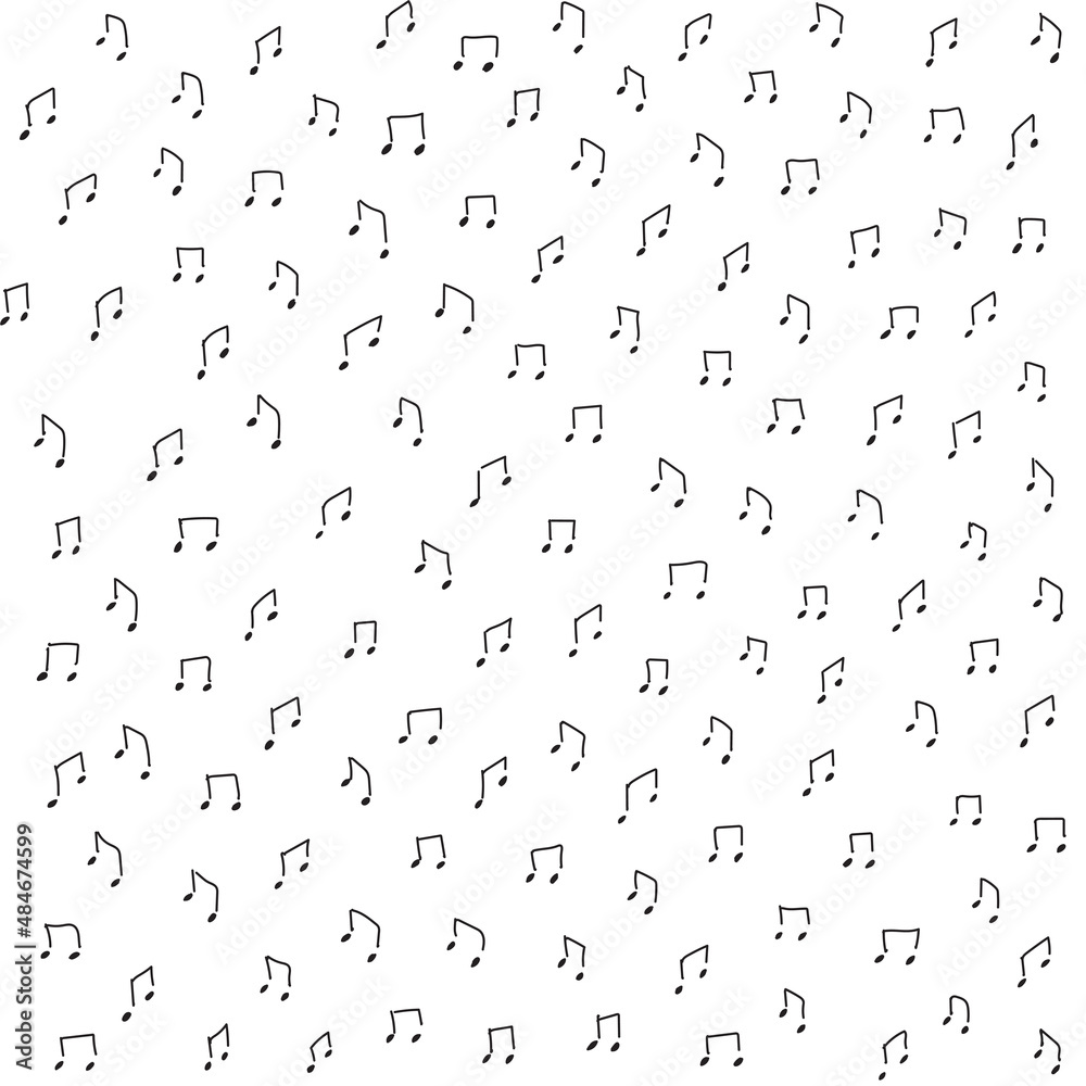 Naklejka premium Seamless Vector Hand Drawn Music Note Background Seamless Black and White Pattern