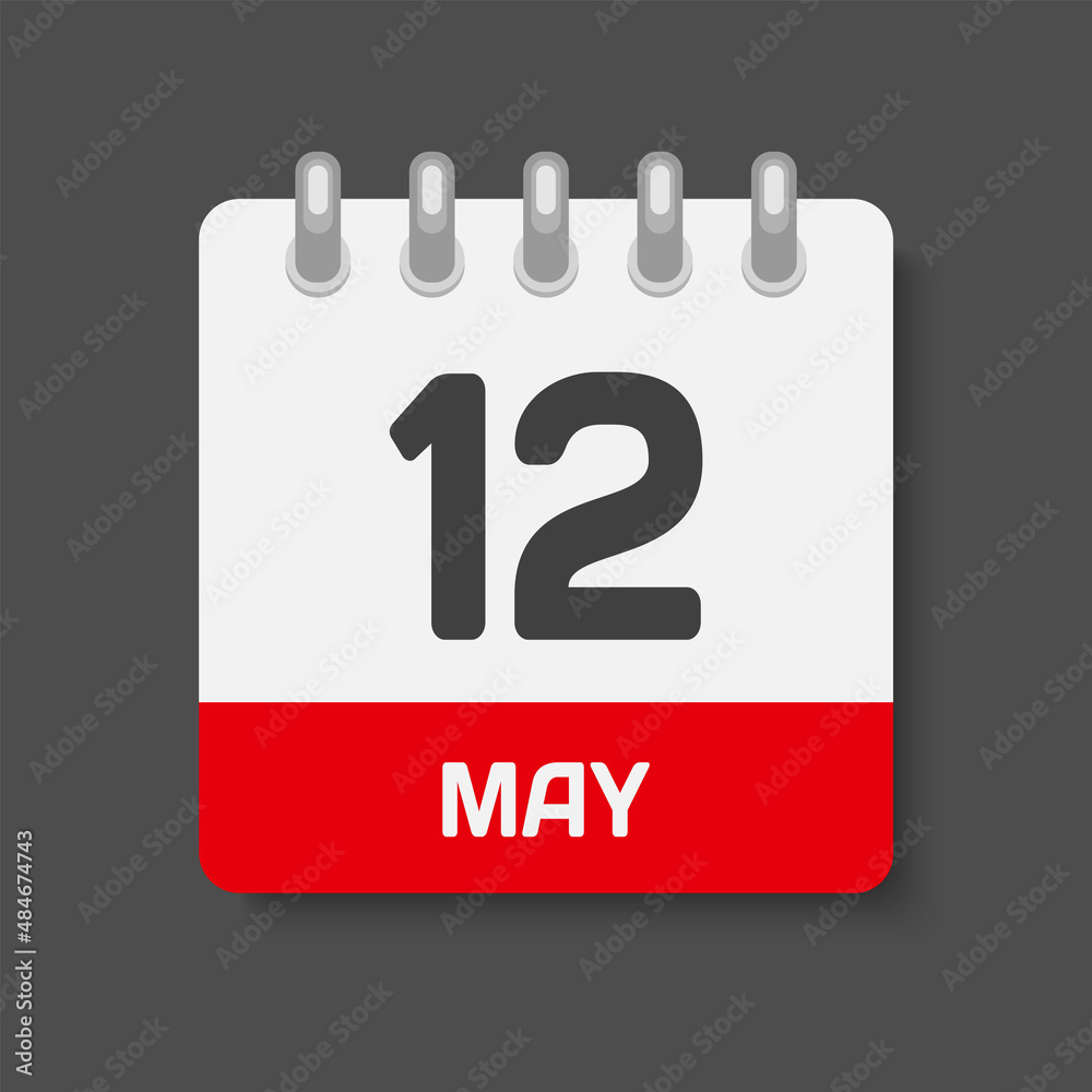 Icon day date 12 May, template calendar page Icon day date 12 May, template calendar page