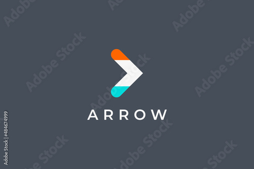 Right Arrow Logo. Colorful Geometric Shape Arrow Icon isolated on Dark Background. Flat Vector Logo Design Template Element for Business and Technology Logos.