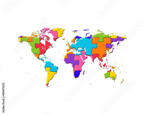 World Map  Earth Jigsaw Autism Puzzle Icon Logo illustration