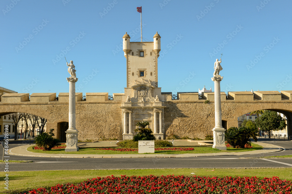 Puertas de Tierra fortress gate at Cadiz in Spain