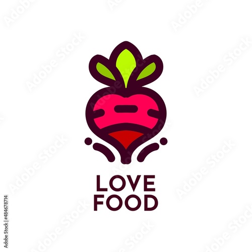 love food heart vegetable nature logo concept design illustration