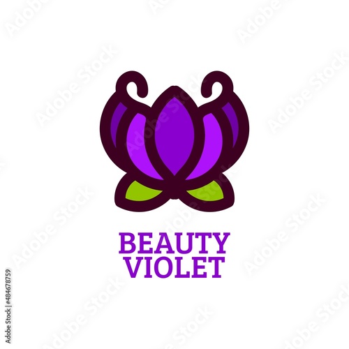 beauty violet flower nature logo concept design illustration