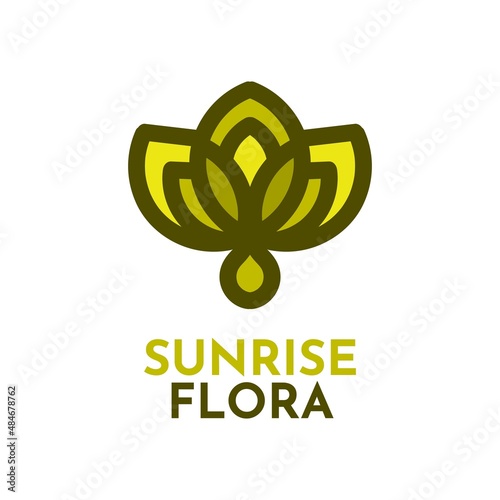 sunrise flora flower nature logo concept design illustration