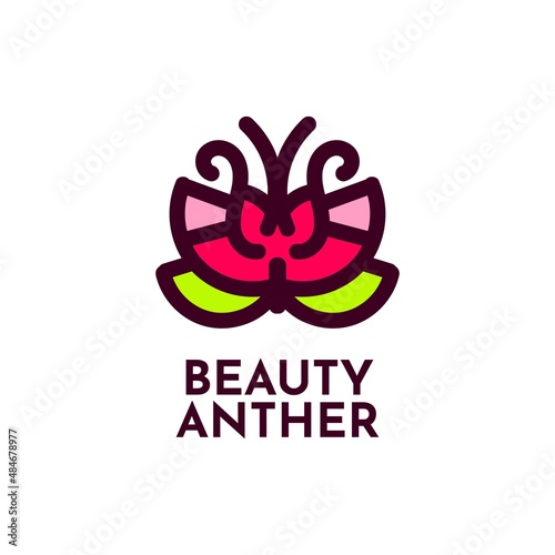 beauty anther flora flower nature logo concept design illustration