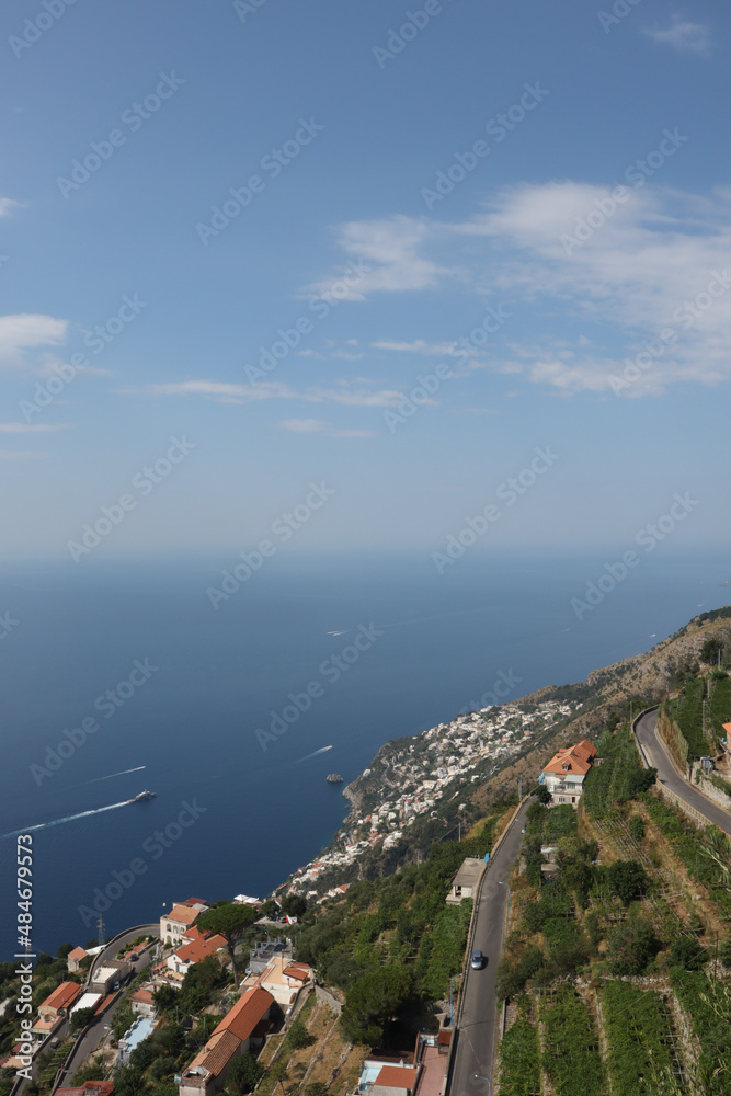 Sea, mountains, city in Italy