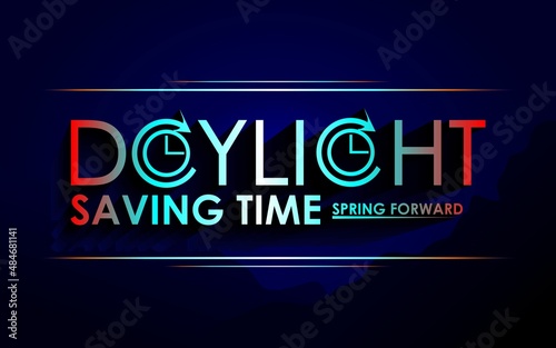 Summer banner with gradient color text and light lines on dark blue background